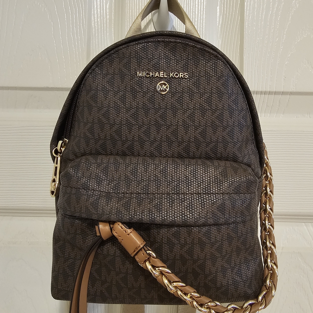 Michael Kors Brown Backpack with Gold Accents